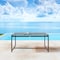 Armen Living Royal Black Aluminum and Teak Outdoor Dining Table with Stone Top 840254332805 - alternate 2